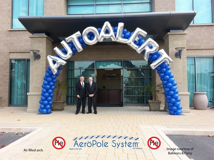 Large Blue Arch With Silver Mylar Balloon Letters