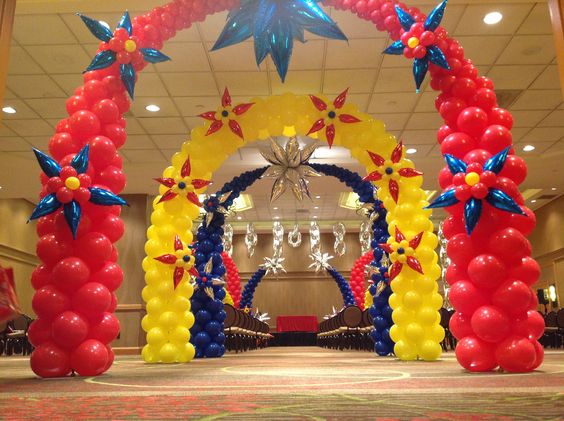 Large Custom Balloon Archways With Mylar Taper Balloon Designs For Flowers