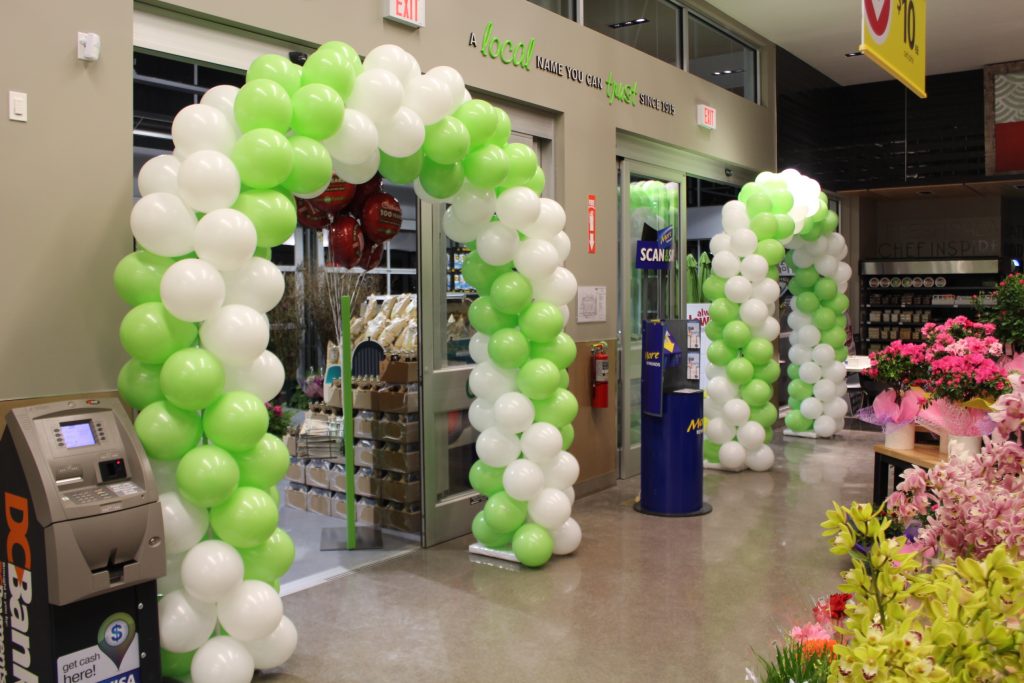 Lime Green & White Balloon Arches For Entranceways