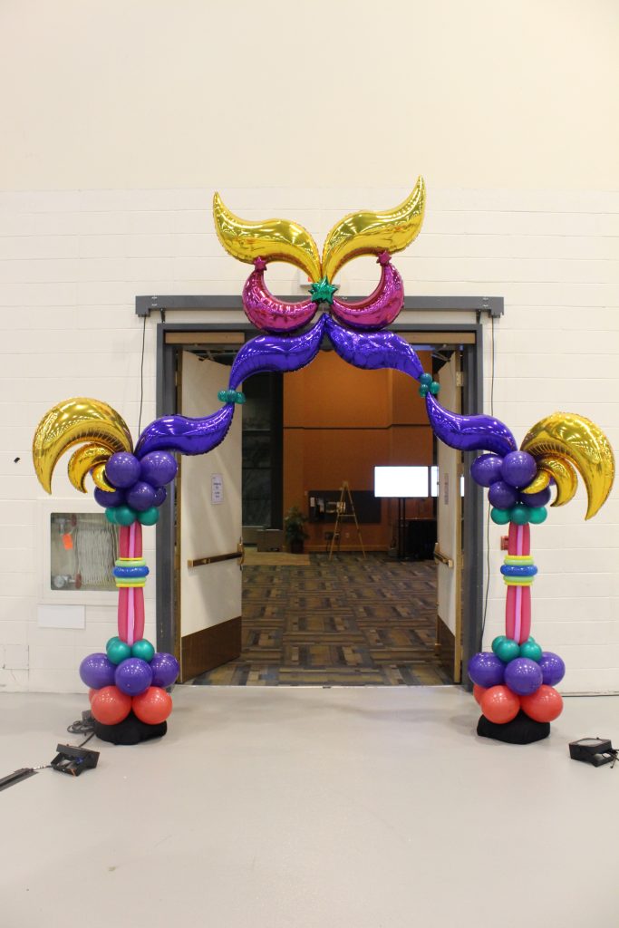 Mardi Gra, Carnival Themed Custom Balloon Archway    Telus Convention Centre Calgary