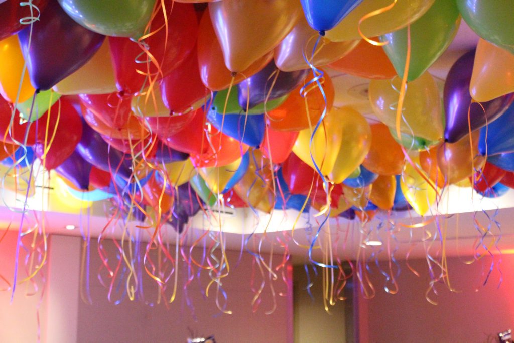 Colourful Ceiling Balloons 7th Birthday Celebration Westin Calgary 1