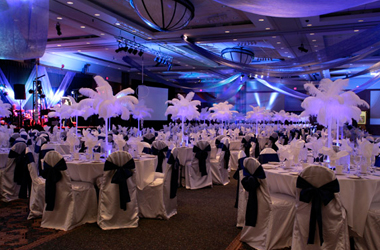 Feather Tree Centrepieces Ceiling Draping