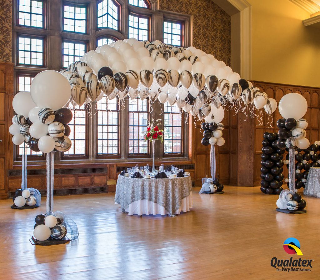 Full Dome Canopy Using White Black Agate Balloons