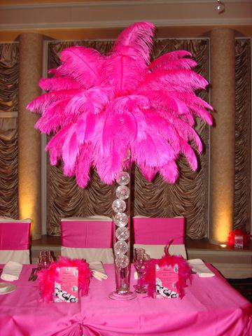 Hot Pink Feather Tree Centrepiece