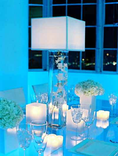 Lampshade Centrepiece With Orchids Led Lights 1