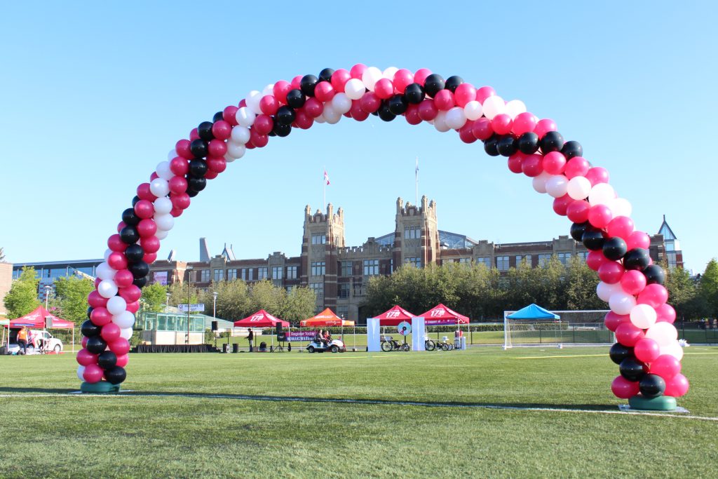 Large Swirl Balloon Arch In White Black Wildberry Woman2warrior Event Sait Calgary Ab