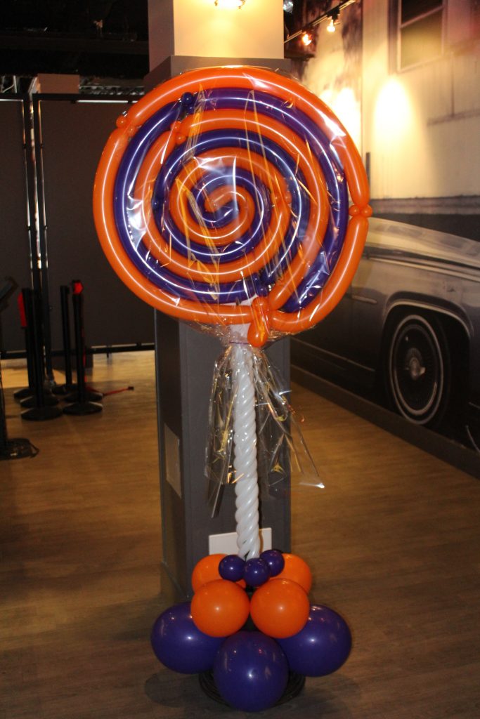 Purple & Orange Lollipop Balloon Column