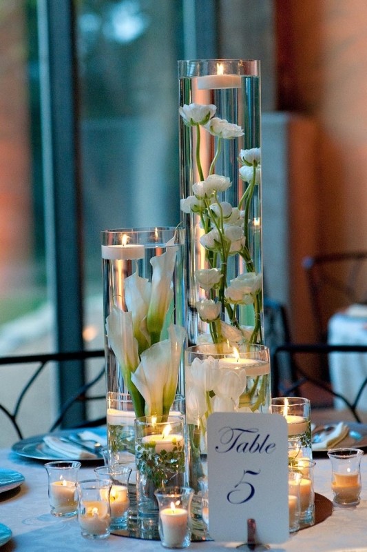 Orchid Centrepiece With Floating Candles