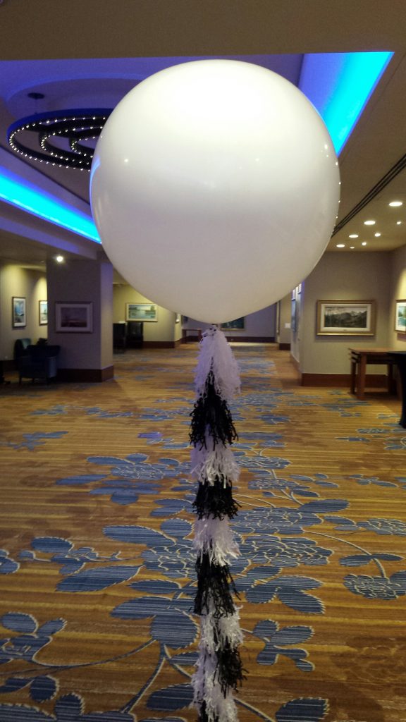 White Geronimo Balloon With Black White Tassels Nkba Provinces Event Hyatt Calgary